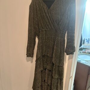 Elegant Metallic Green Women's Dress
